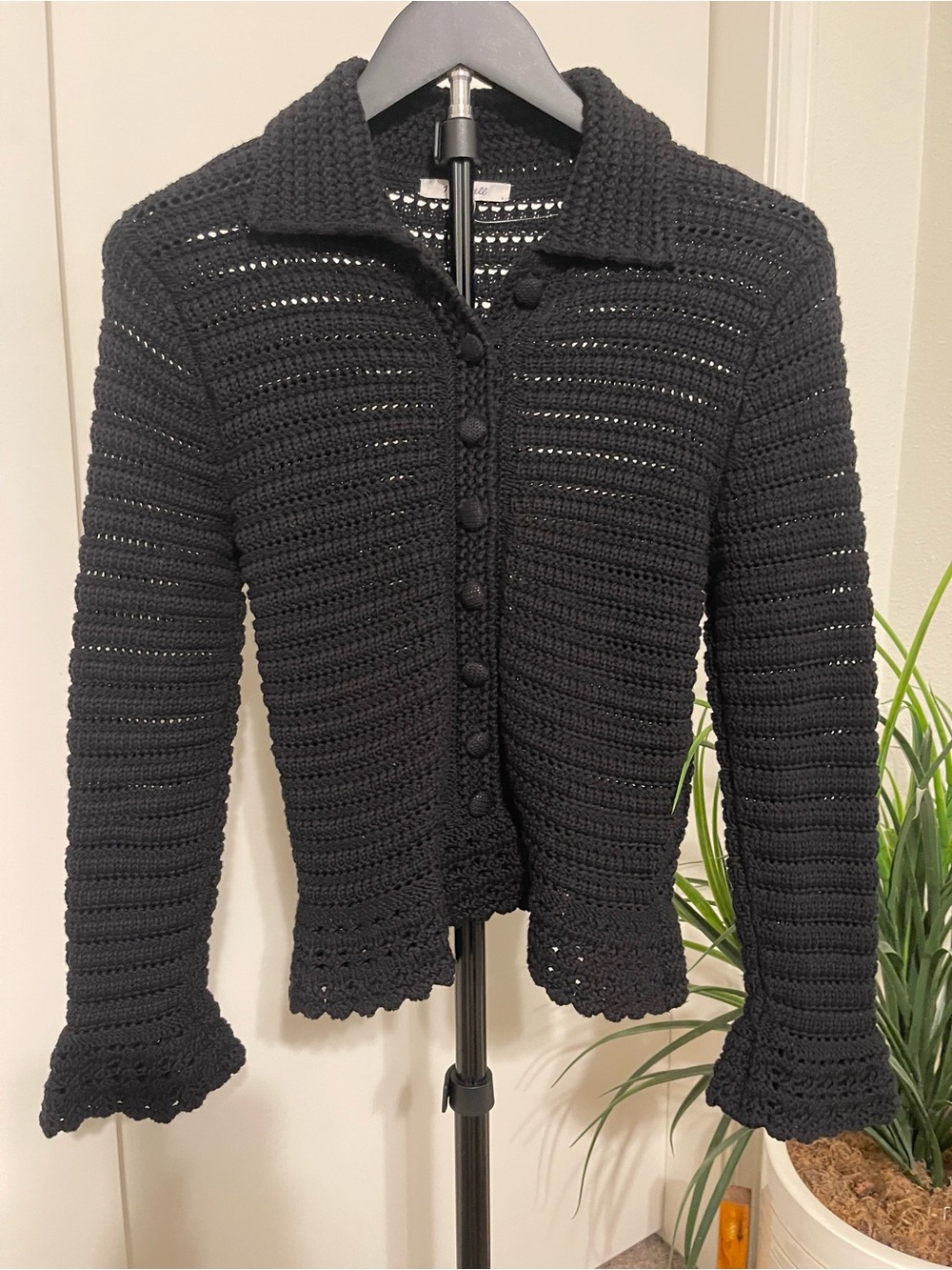 Madewell Black Crochet Button-Up Cardigan - Picture 1 of 9